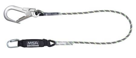 Energy Absorbing Lanyard, 1.8m, Kernmantel Rope, Single Leg, Steel Twist Lock Carabiner, Alu Scaffold Hook, Leading Edge