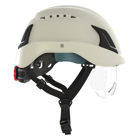 Industrial Ventilated Safety Helmet With Retractable Visor - White, Rotary Suspension ATRA 50V (white)