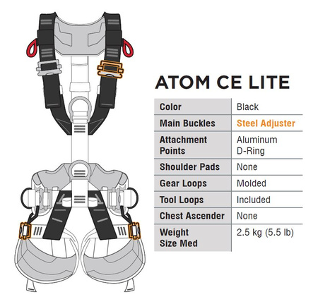 Harness Atom CE Lite, Czarna, Rozm. M