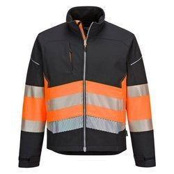Kurtka Ostrzegawcza Softshell PW3 Klasa 1 Czarno/pomarańczowa