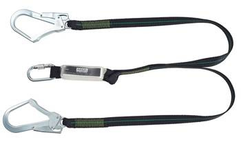 Lanyard With Amortyzatorem , Strap, Podwójna, Stała Length 1,5 M, Steel Screw Lock Karabińczyk, Steel Hak Do Rusztowania