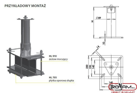 Point Kotwiczenia PROTON 1 Słupek Centralny 400 Mm (+set Montażowy Do Betonu)