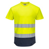 Dwukolorowy T-shirt Siatkowy Zolty/granatowy C395
