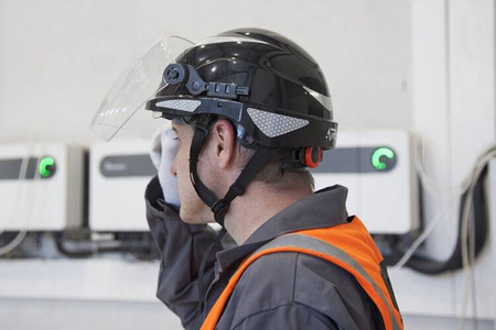 Kask Przemysłowy ATRA 20S Elektroizolacyjny With Wizjerką I Osłoną Blue