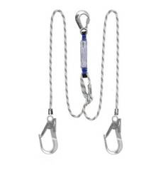 Lonża/Amortyzator bezpieczeństwa z podwójną regulowaną linką i zatrzaśnikami 1x AZ003, 2xAZ023 dł. 2 m