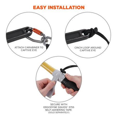 Elastyczna Smycz Na Narzędzia Squids 3714 Elastic Tool Tail Lanyard - Carabiner & Cinch Loop - 10lbs / 4.5kg (3-pack)