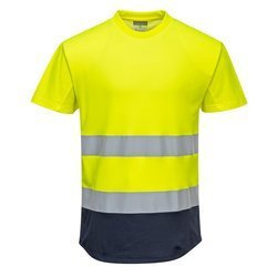 Dwukolorowy T-shirt Siatkowy Zolty/granatowy C395
