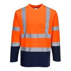 Dwukolorowa Koszulka T-shirt Cotton Comfort With Długimi Rękawami Pomarańczowo/granatowy