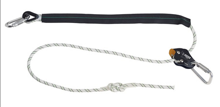 Work Positioning Lanyard With Aluminium Rope-Grab Adjuster, Alu Twist Lock Carabiners, A 30cm Long Protective Covering Sleeve