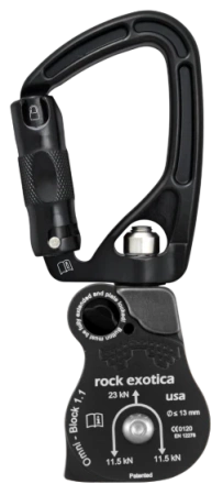 Karabinek z krętlikiem i bloczkiem pojedynczym Omni-Block 1.1" SwivaBiner Top czarny