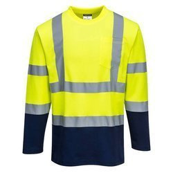 Dwukolorowa Koszulka T-shirt Cotton Comfort With Długimi Rękawami Żółto/granatowa