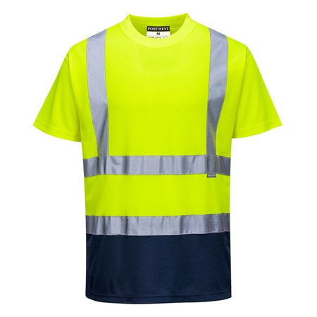 T-shirt Ostrzegawczy Dwukolorowy Zolty/granatowy S378