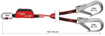 Lonża Retexo Rewind Y 140cm, karabinki AluMgo