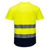 Dwukolorowy T-shirt Siatkowy Zolty/granatowy C395