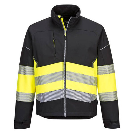 Kurtka ostrzegawcza softshell PW3 klasa 1 Czarno/Żółta