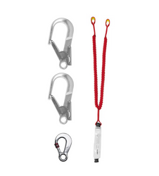 Amortyzator bezpieczeństwa z podwójną linką elastyczną i zatrzaśnikami AZ003, 2 x AZ023