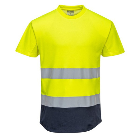 Dwukolorowy T-shirt Siatkowy Zolty/granatowy C395
