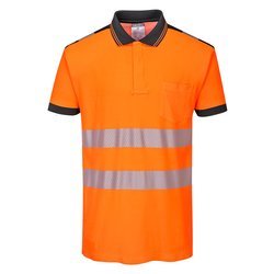 Koszulka Polo ostrzegawcza PW3 Pomarańcz/Czarny T180 