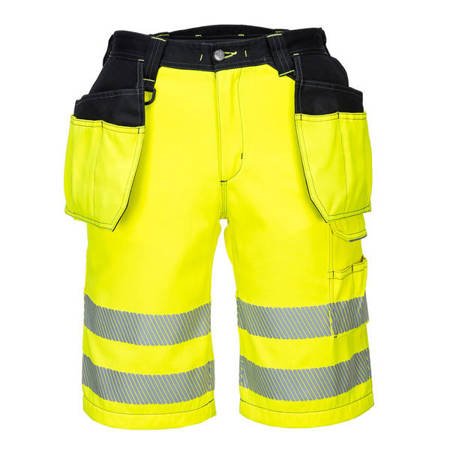 Krótkie spodnie ostrzegawcze PW3 z kieszeniami kaburowymi Żółto/Czarne