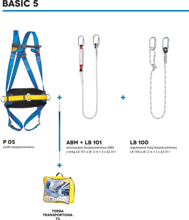 Zestaw asekuracyjny Basic 5 w torbie transportowej